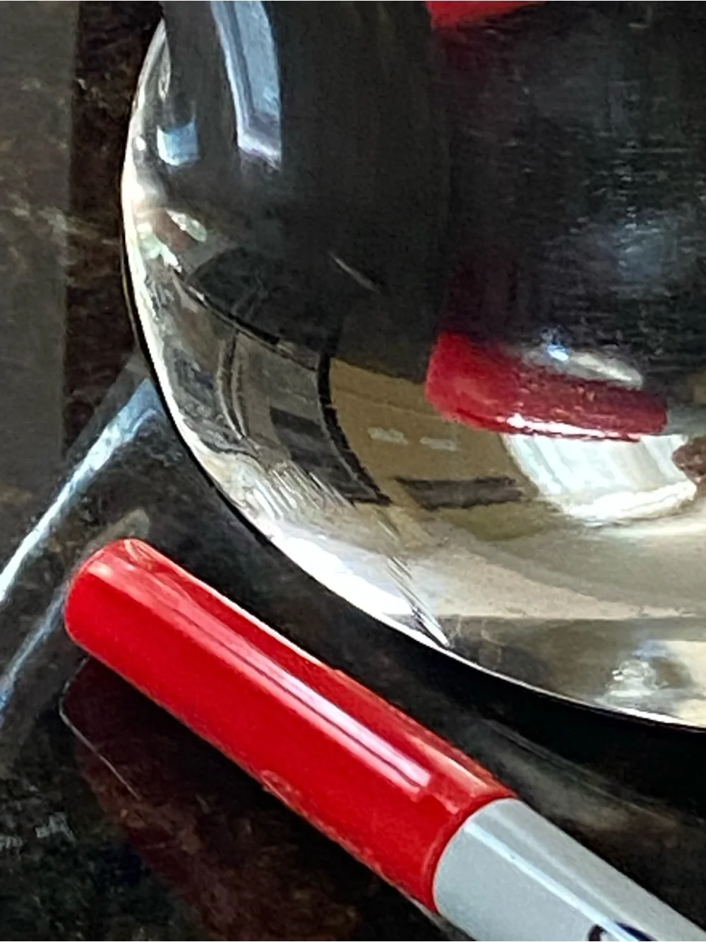 Source Unknown Stainless Steel Pitcher with Red Handle